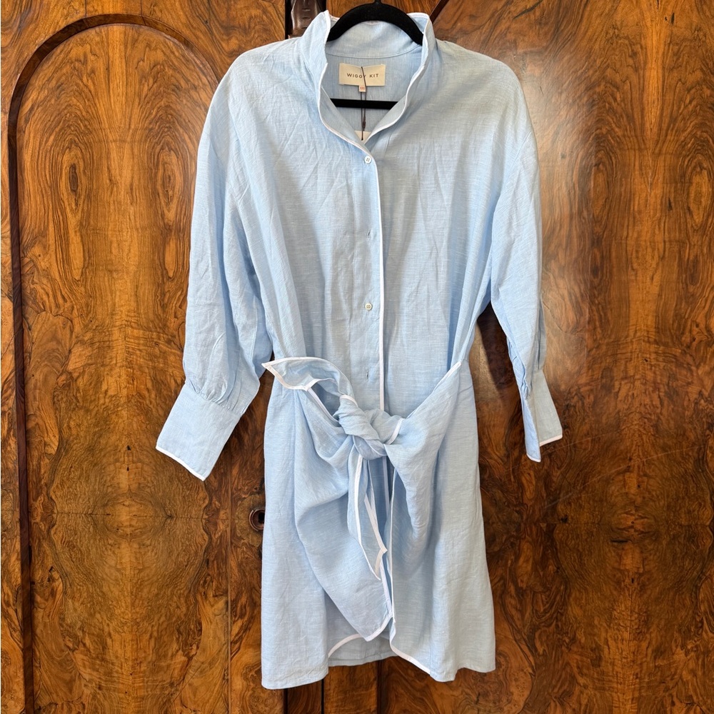 Light Blue Button-Up Mini Dress